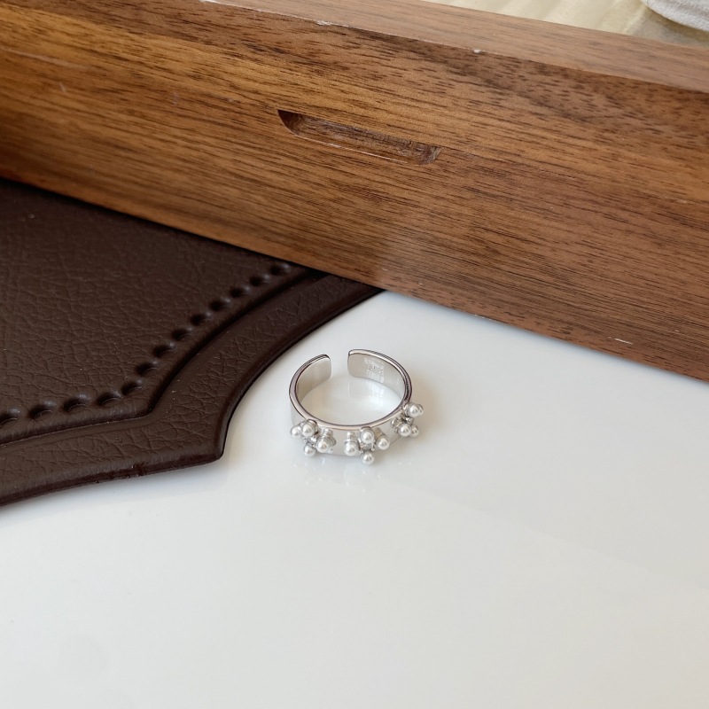 Nordischer Stil Moderner Stil Geometrisch Sterling Silber Überzug Inlay Künstliche Perlen Offener Ring display picture 4