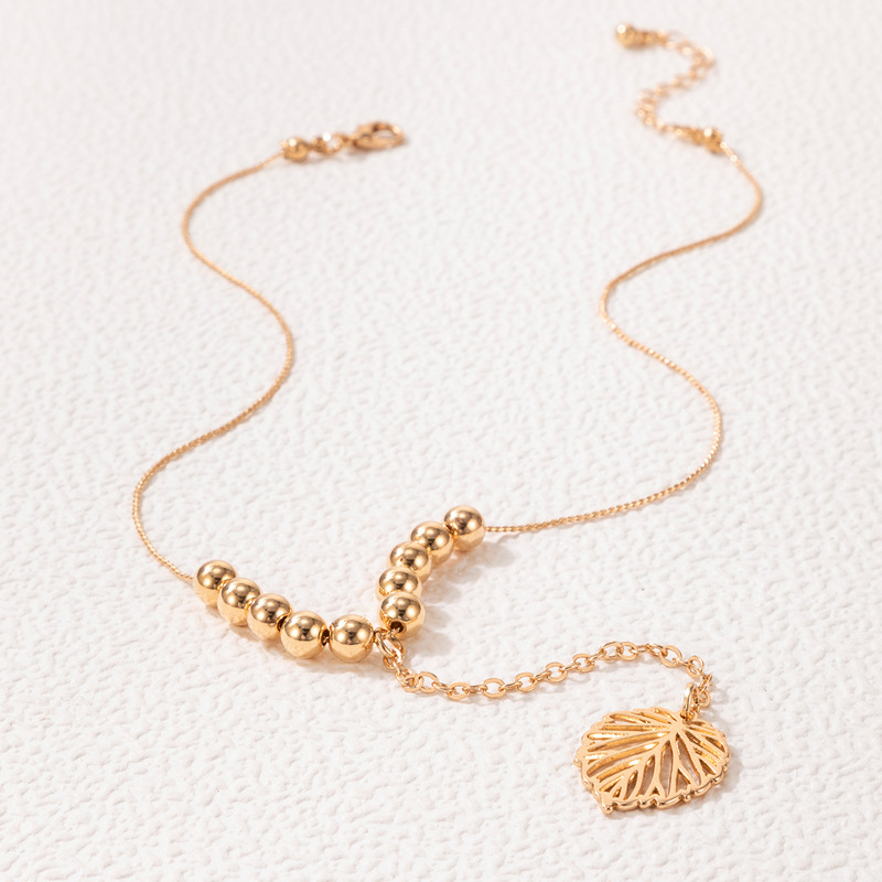 Collier monocouche perl en alliage avec pendentif feuille de modepicture5