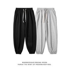 シンプルな純色のスポーツズボン男性春夏の大きいサイズのカジュアルパンツ男性衛ズボンのゆったりとした足の9分のズボン男性のファッション