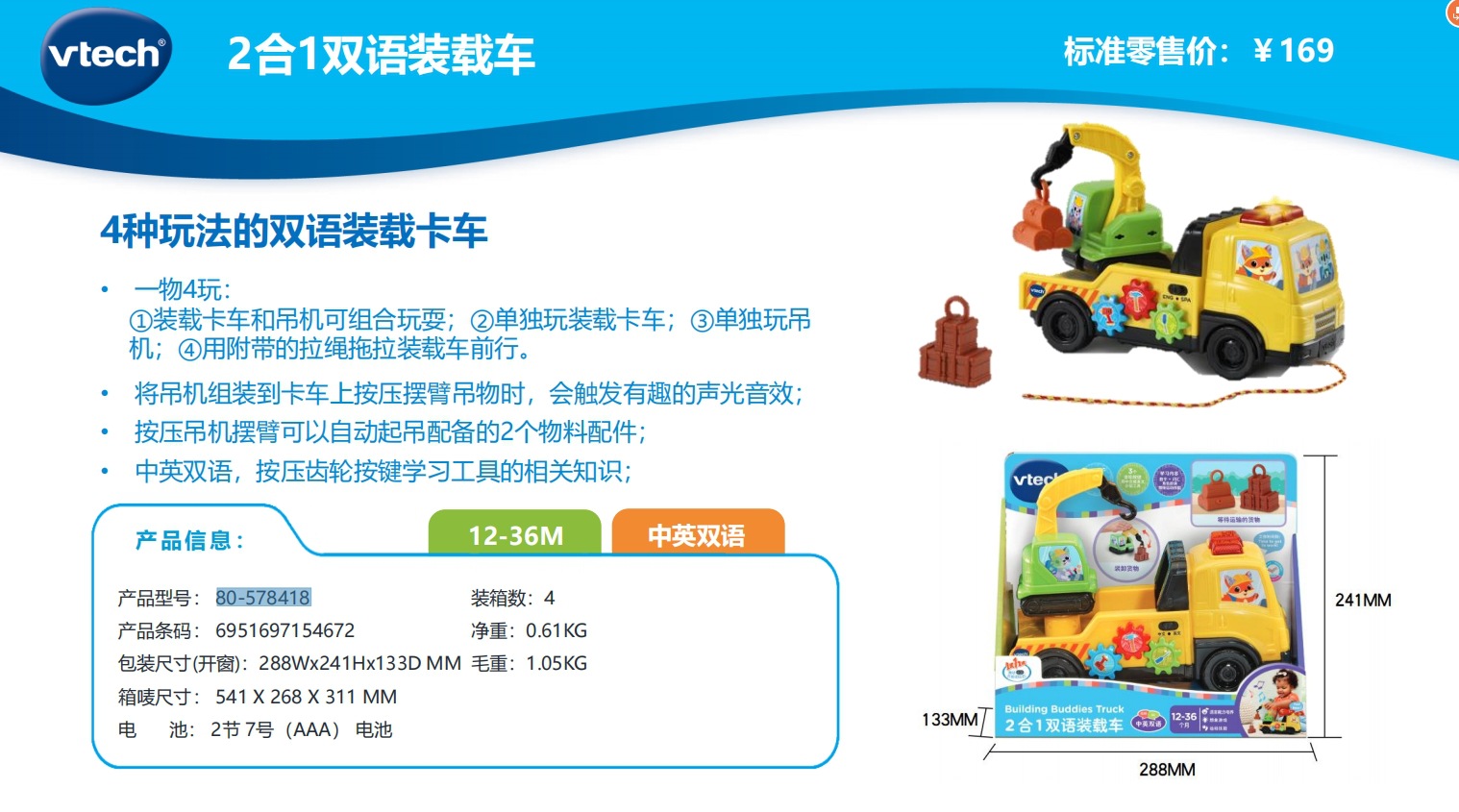 [25-7 신규] 80-578418 2-in-1 이중 언어 적재 트럭