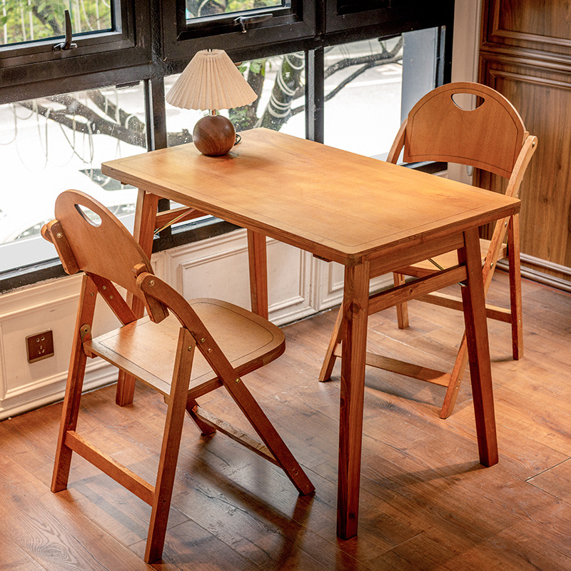 Mesa redonda de apartamento pequeño simple mesa cuadrada plegable de madera maciza retro sala de estar balcón hogar mesa de centro mesa de comedor mesa de café mesa de comedor