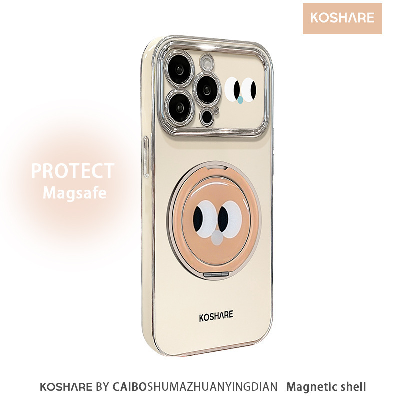 Funny Big Eyes Suitable for Apple 11Promax Mobile Phone Case Iphone16 Magnetic Stand 15 Electroplating Large Window 13