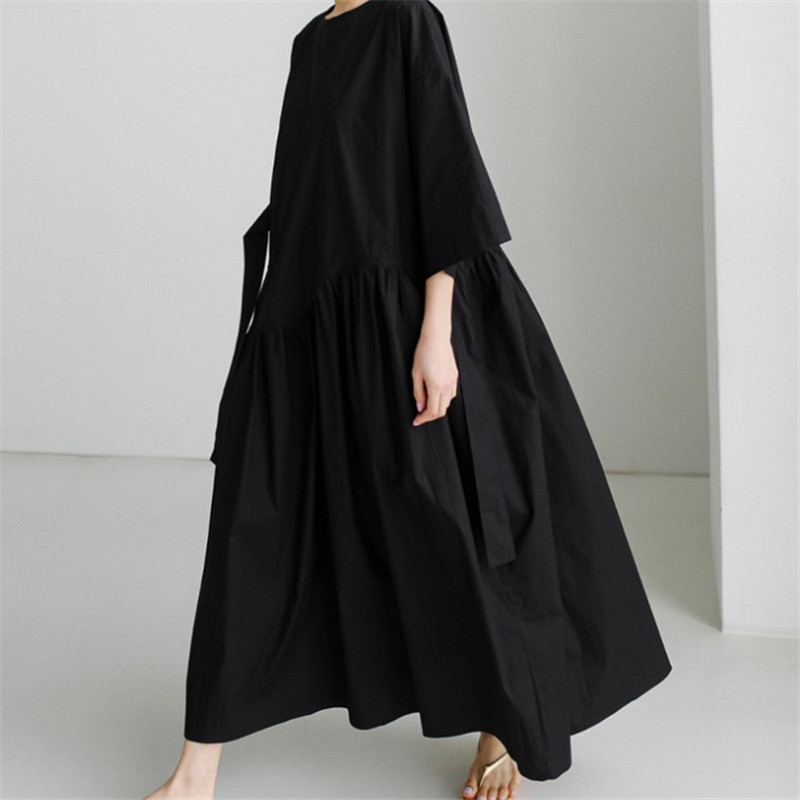 2023 Loose Large Size Dress over the Knee Long Round Neck Pullover Bottoming Style Student Lace-Up Bow Baby Dress 2023 Loose Large Size Dress over the Knee Long Round Neck Pullover Bottoming Style Student Lace-Up Bow Baby Dress