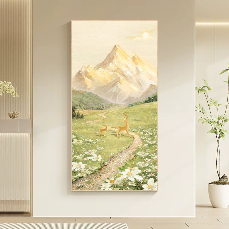 入门玄关挂画2025新款日照金山好寓意山水画轻奢高级感风景装饰画|undefined