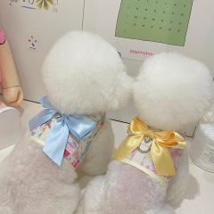 【スポット】INS風韓国夏花卉綿プリント蝶ネクタイ通気犬ペット四季胸背中