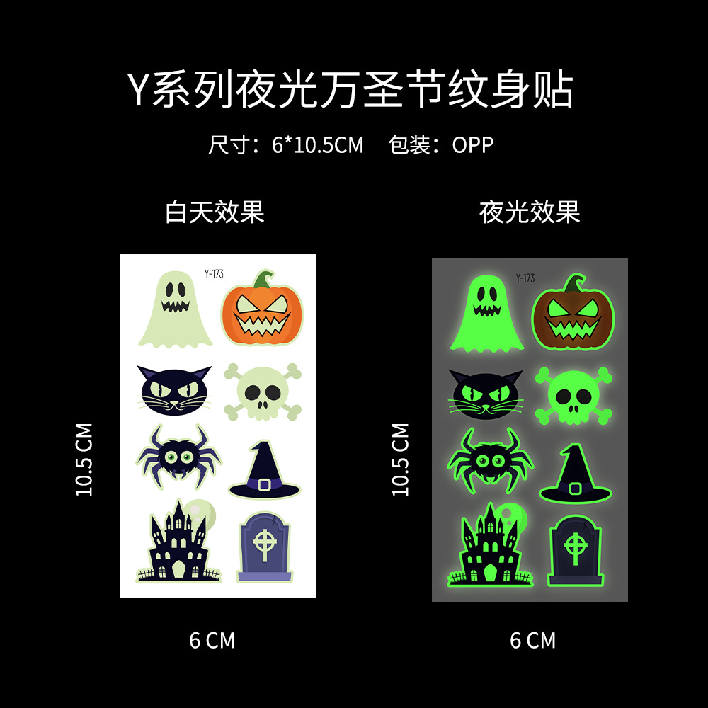 Tatuajes Temporales Luminosos de Halloween Luminoso, para Fiestas de Halloween