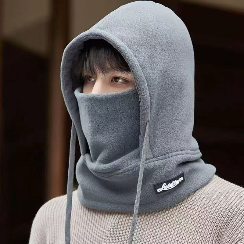 帽子男冬季骑行防寒面罩一体保暖围脖套头连帽加绒加厚防风雷锋帽|undefined