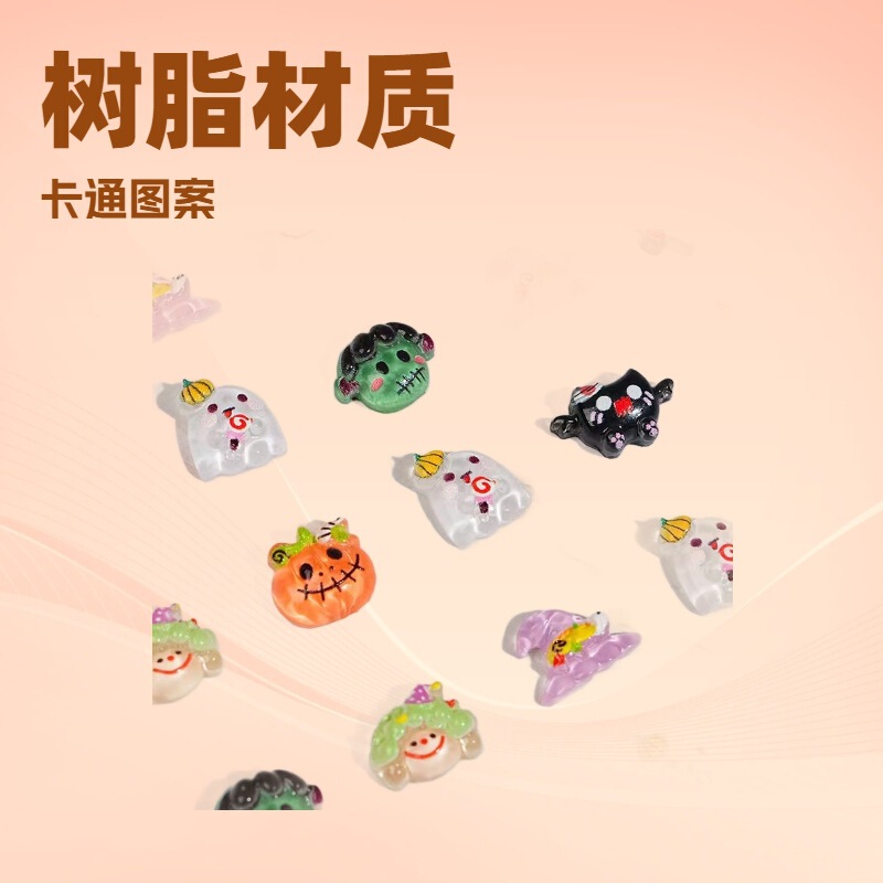 Funny Halloween Series of Cute Cartoon Nail Art Accessories DIY Decoration Nail Rhinestones Earrings Hair Accessories Bowknots