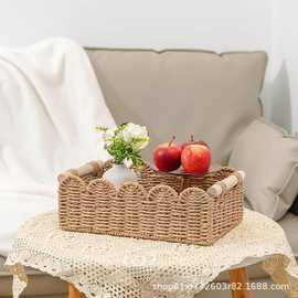 手工编织杂物收纳筐大容量家用桌面零食玩具洗漱间化妆品整理筐