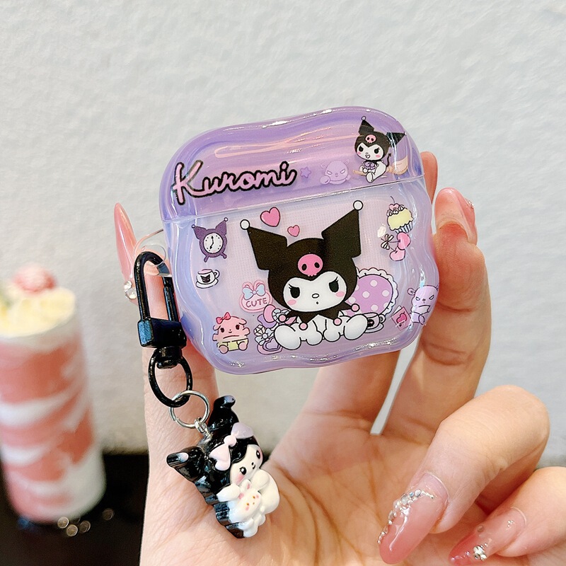 Cartoon Kuromi Suitable for Apple Airpods4 Headphone Shell Pro2 Wireless Bluetooth 3 Charging Compartment Box Anti-Fall Soft 1
