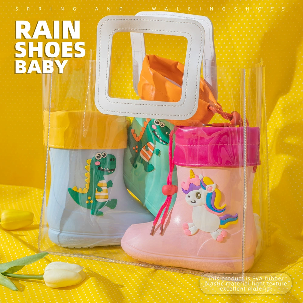 Детские непромокаемые сапоги для мальчиков и девочек, Нескользящие непромокаемые резиновые сапоги, детская обувь для влюбленных, в дождливый день, утолщенная Водная обувь с героями мультфильмов