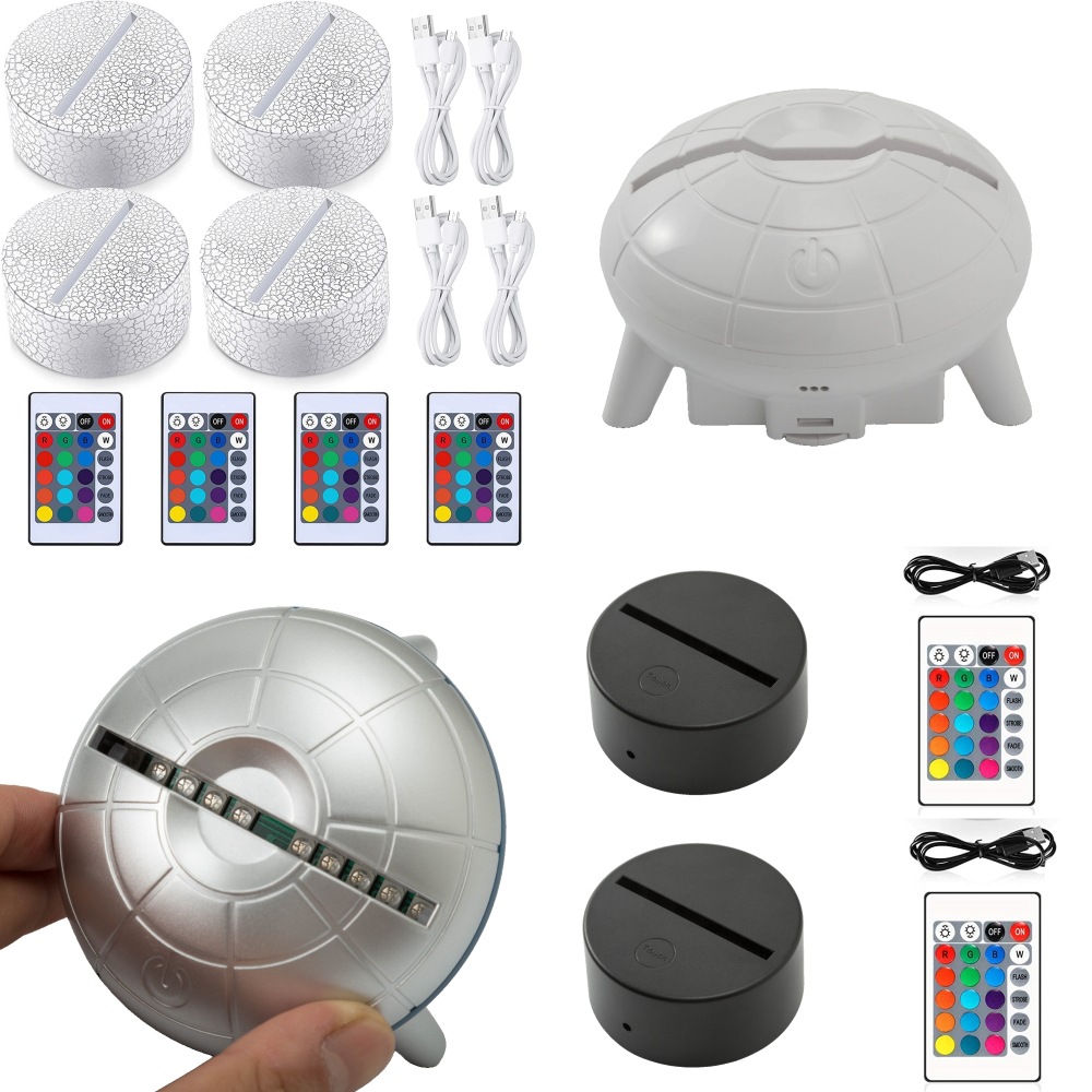 Cross-border exclusive 3D night light base with cracks UFO colorful base crystal acrylic ornament LED multiple bases