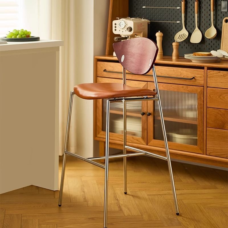 Nordic Style Wrought Iron Bar Table and Chairs, Simple and Casual Milk Tea Shop High Chairs, Light Luxury Internet Celebrity Retro Designer Chairs