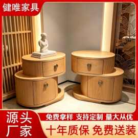 实木旋转书架一体旋转式书架家用卧室床边儿童房床头柜收纳柜批发