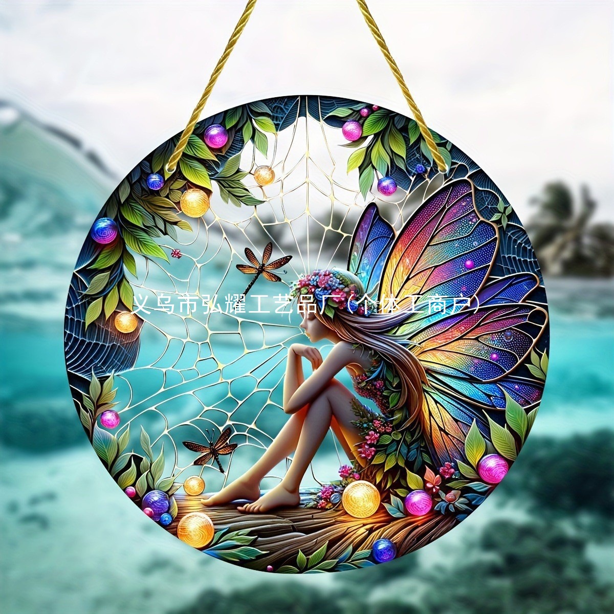 Decoración creativa transfronteriza acrílica disco plano colgar princesa de cuento de hadas belleza figura de captura de sol ventana decoración porche