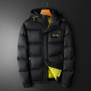European Station Fashion Big Brand Men's Down Jacket Little Monster Embroidered Hooded Warm Jacket 2024 Winter White Duck Down