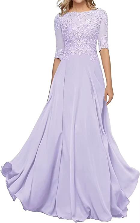 Nuevo Comercio exterior Amazon popular vestido de noche de encaje cuello redondo elegante adelgazamiento gasa largo piso-longitud vestido de banquete