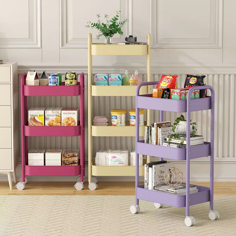 小型カート型収納ラック 家庭用多層収納ラック 移動式キャスター付きスナック収納ラック 越境寝室ベッドサイドラック