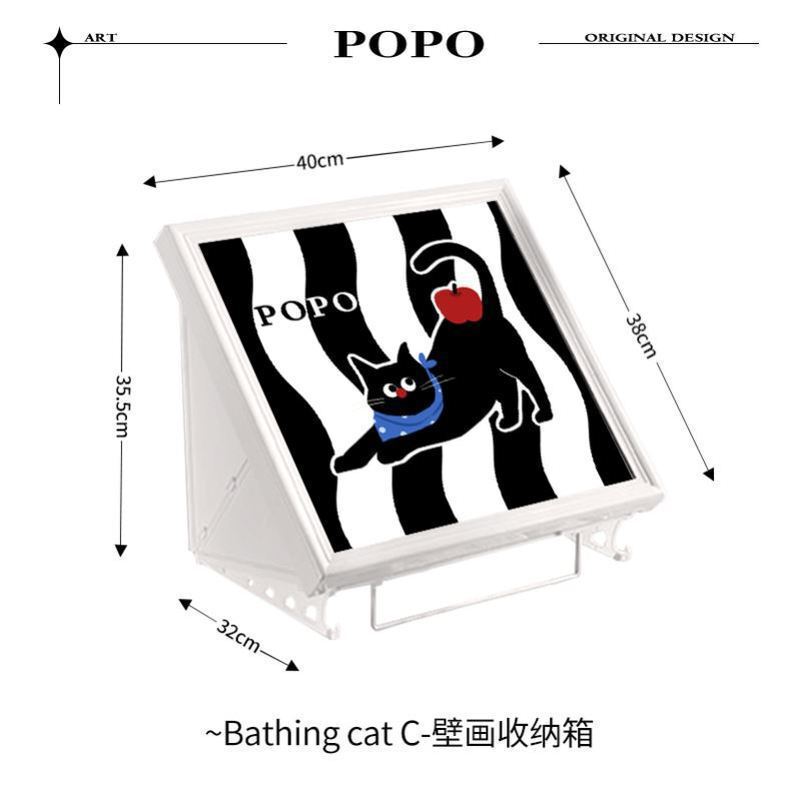 可爱猫咪浴室收纳置物架洗澡放衣服卫生间洗手间壁画折叠包邮批发|undefined