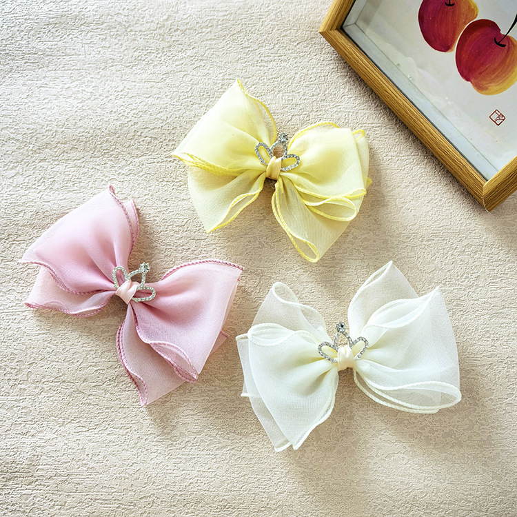 Girl'S Casual Sweet Crown Bow Knot Cloth Lace Hair Clip display picture 7