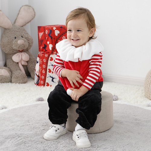 Cross-border children's clothing, Santa Claus hooded costume, baby clothes, men's and women's four-piece suit, Christmas children's clothing