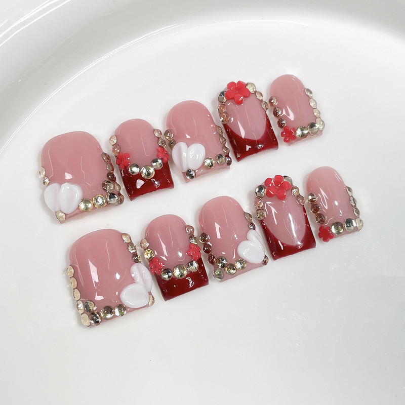 Simple French-Style Carved Nail Art Stickers, Sweet Nude Pink, Fresh Short Style, Brightening Handmade Press-On Nails Simple French-Style Carved Nail Art Stickers, Sweet Nude Pink, Fresh Short Style, Brightening Handmade Press-On Nails