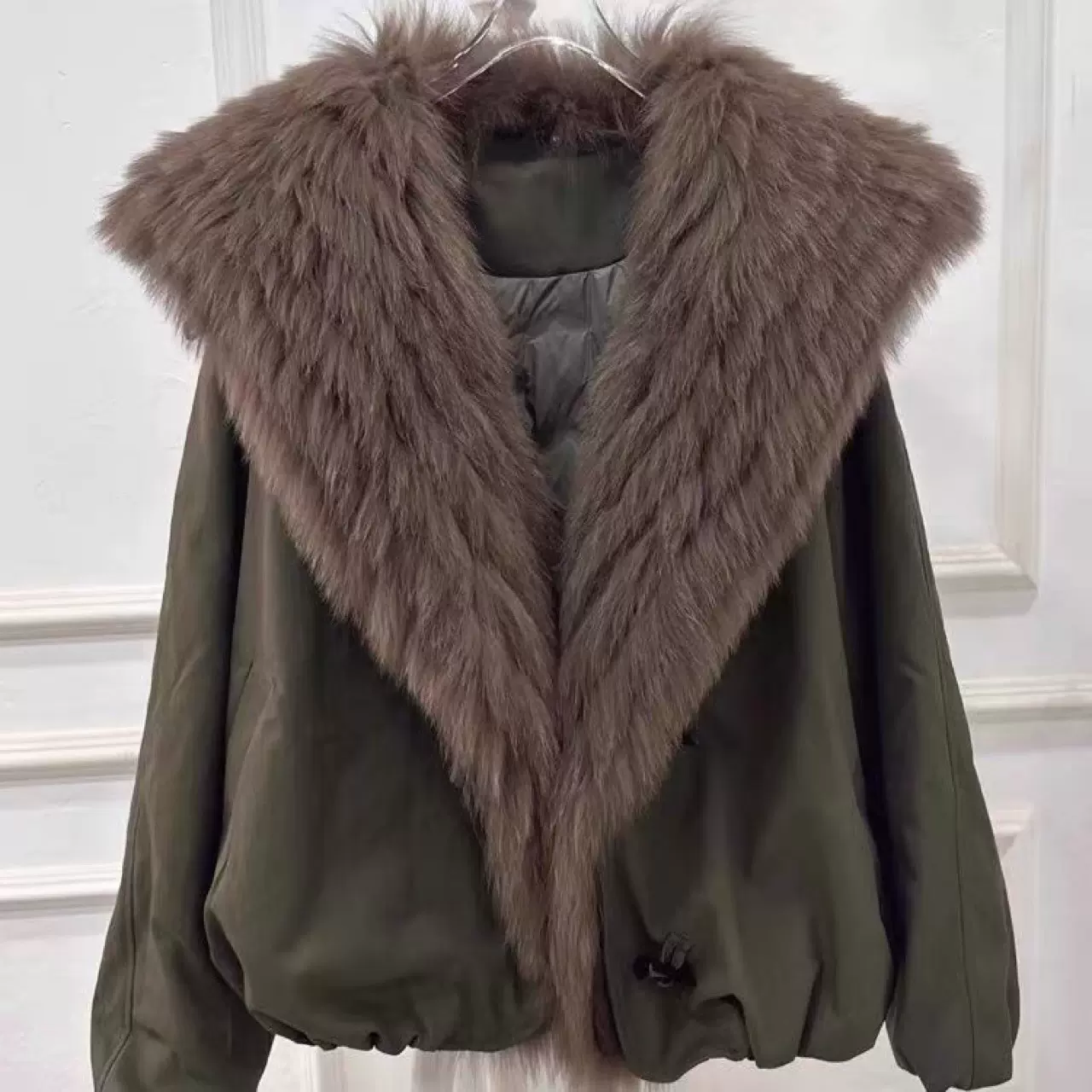 2025秋冬新款海军领狐狸毛皮草鹅绒服女新款时尚外套大衣