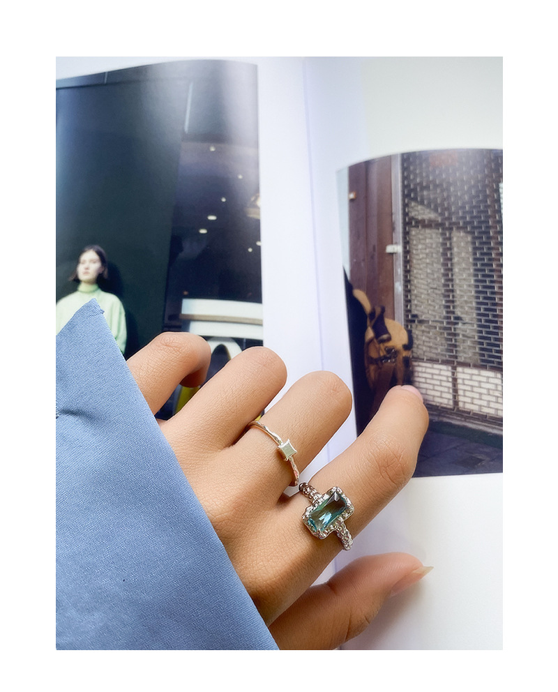 Luxurious Geometric Silver Plating Zircon Open Ring