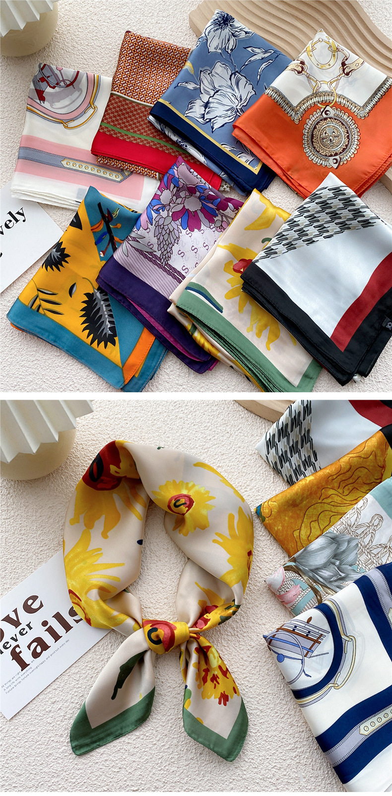 45g Weight Silk Scarf Classification Daily Occasion Polyester Material Geometric Pattern All Seasons Season Women's Gender Printing Design Elegant, Sweet Style Women's Elegant Sweet Geometric Polyester Printing Silk Scarf 无
