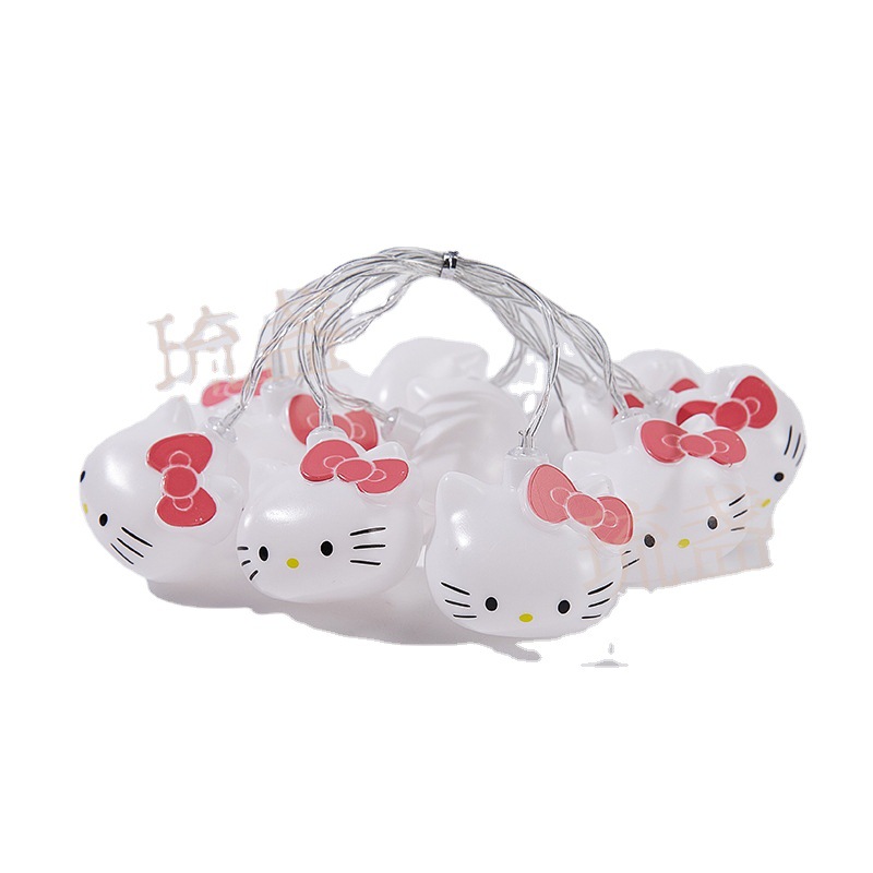 HelloKitty Cadena de luz pequeña luz de color Hola gatito Cadena de luz intermitente luz Cadena de luz cielo estrellado habitación atmósfera iluminación