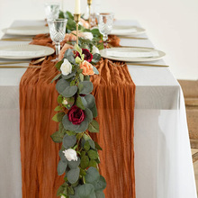 亚马逊褶皱布桌旗婚礼生日派对聚会奶酪桌旗波西米亚装饰褶皱桌旗