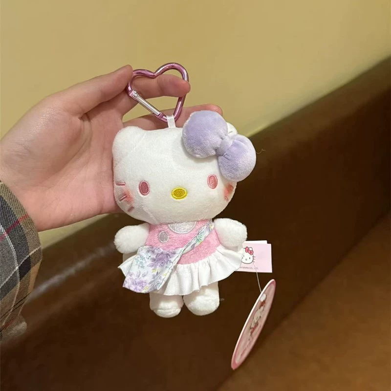 Sanrio, Hello Kitty, настоящая плюшевая подвеска, кукла, милый брелок для ключей, школьная сумка