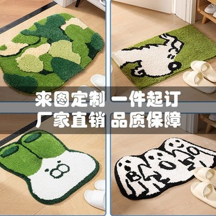 跨境家用植絨地墊仿羊絨地毯浴室防滑吸水法蘭絨水晶腳墊速干