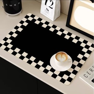 Simple Kitchen Drain Mat, Absorbent, Non-Slip Floor Mat, Leather Coffee Machine Mat, Stain-Resistant and Easy to Care For, Countertop Protection Mat