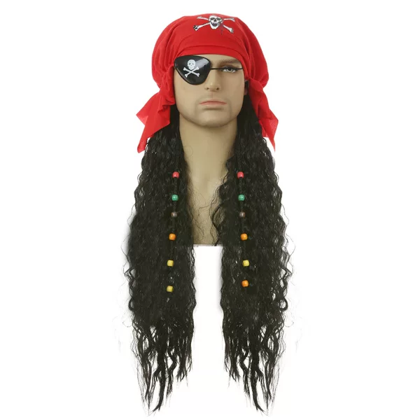 Halloween Masquerade Cosplay Pirate Wig Captain Hook Caribbean Captain Jack Sparrow Wig Turban