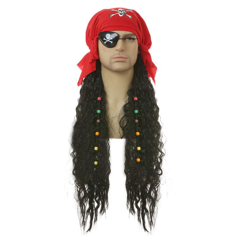 Halloween Masquerade Cosplay Pirate Wig Captain Hook Caribbean Captain Jack Sparrow Wig Turban Halloween Masquerade Cosplay Pirate Wig Captain Hook Caribbean Captain Jack Sparrow Wig Turban
