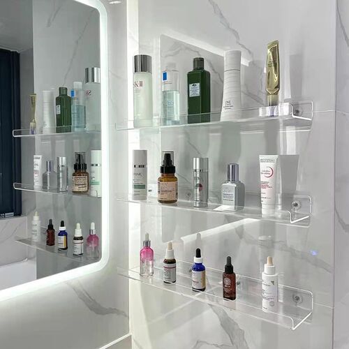 Acrylic Kitchen Bathroom Toilet Transparent Shelf Rack Wall-Mounted Dividing Board No-Drill One-String Shelf
