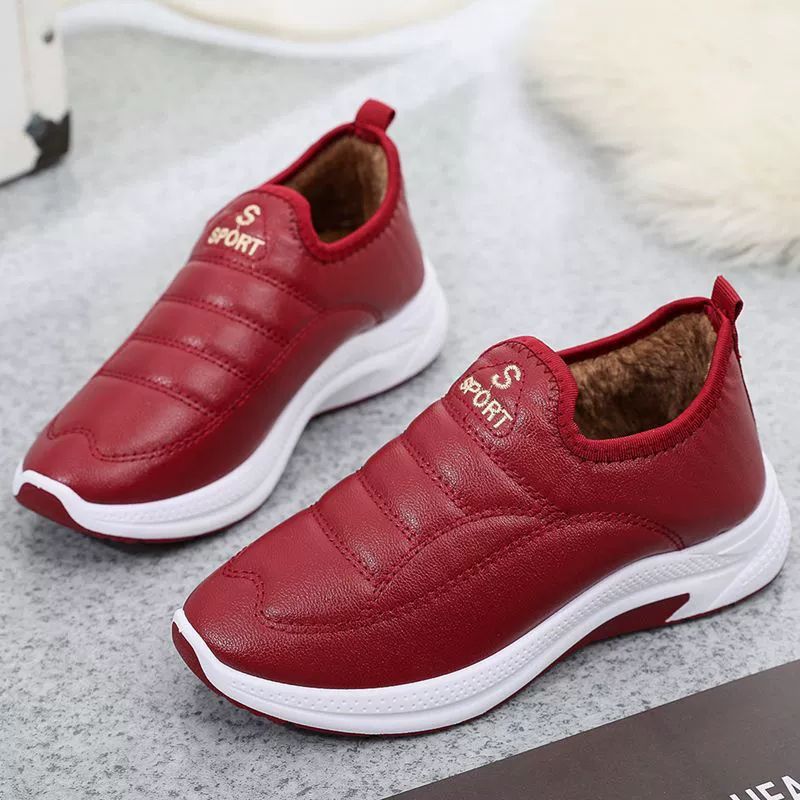 2023 Зимние старые Пекинские хлопчатобумажные туфли, женские кожаные непромокаемые Материнские туфли на флисовой подкладке, Нескользящие теплые короткие сапоги на плоской подошве для среднего и пожилого возраста