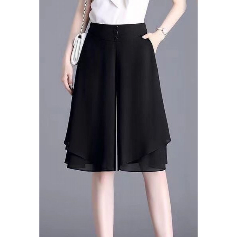 Maternity Five-Point Wide-Leg Chiffon Shorts for Women, New Summer Skirt Pants, Light, Elegant, Comfortable, Versatile and Elastic Waist for Outer Wear