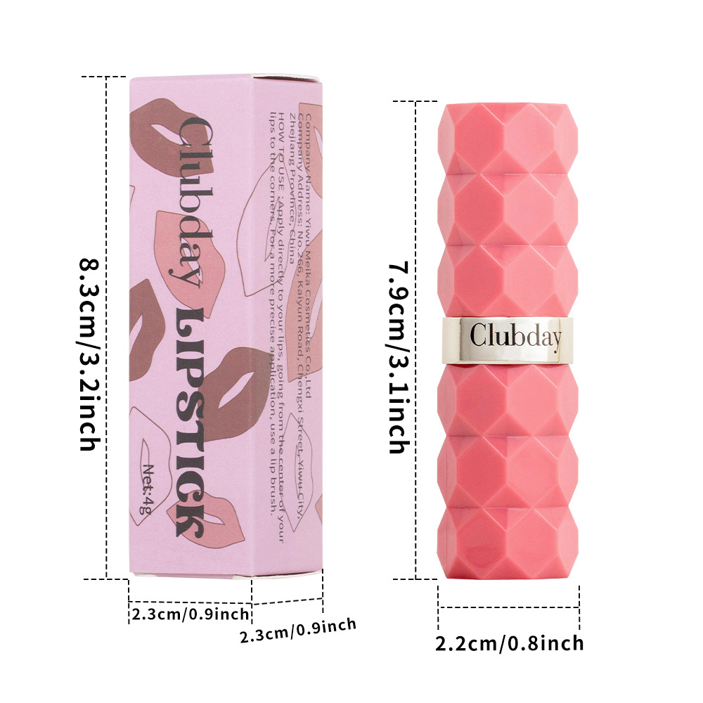 Clubday diamond-cut matte lipstick, non-fading and non-sticky velvet 8-color matte lipstick Specification drawing