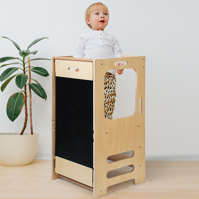 Taburetes para niños Torre de aprendizaje para niños de madera Taburete de lavado de manos Pasos de lavado de manos para bebés con pizarra Pisos de lavado para niños