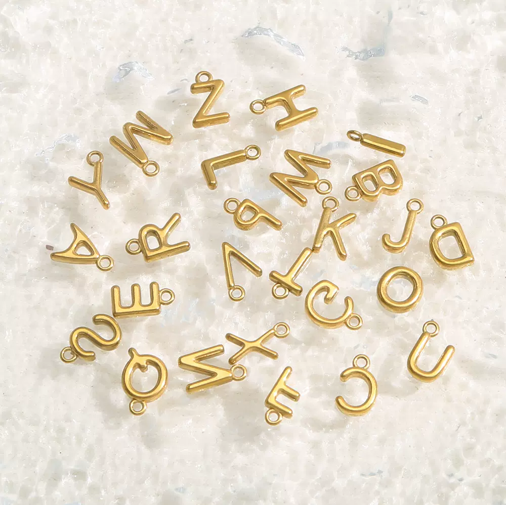 时尚简约不锈钢字母吊坠套装26字母DIY手链项链配件手工饰品材料