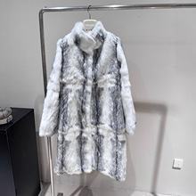 冬季新款整皮兔毛皮毛一体外套皮草毛毛大衣中长款韩系立领高级感