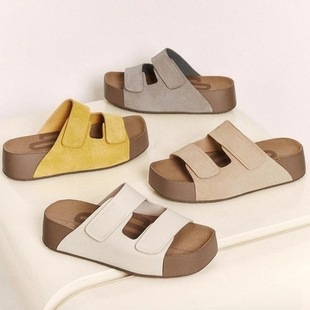 Thick-Soled Toast Birkenstock Slippers for Women 2025 Summer New Velcro Fashion Versatile Comfortable Casual Slippers