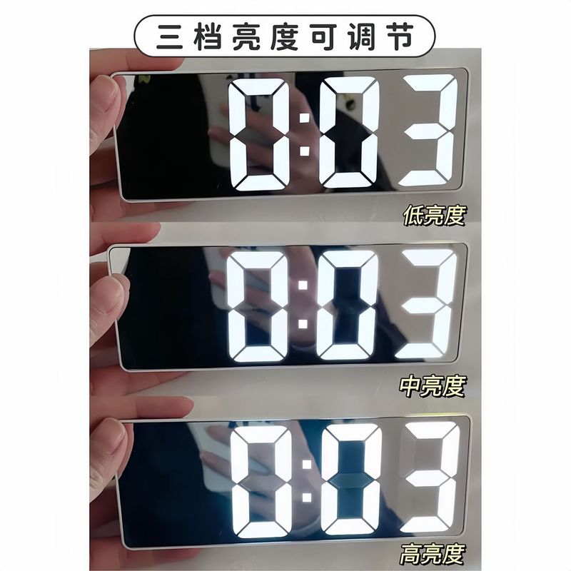 鏡面時計目覚まし時計デスクトップ静音スマート時計時間表示器寝室デジタル電子時計振り子デスクトップ|undefined