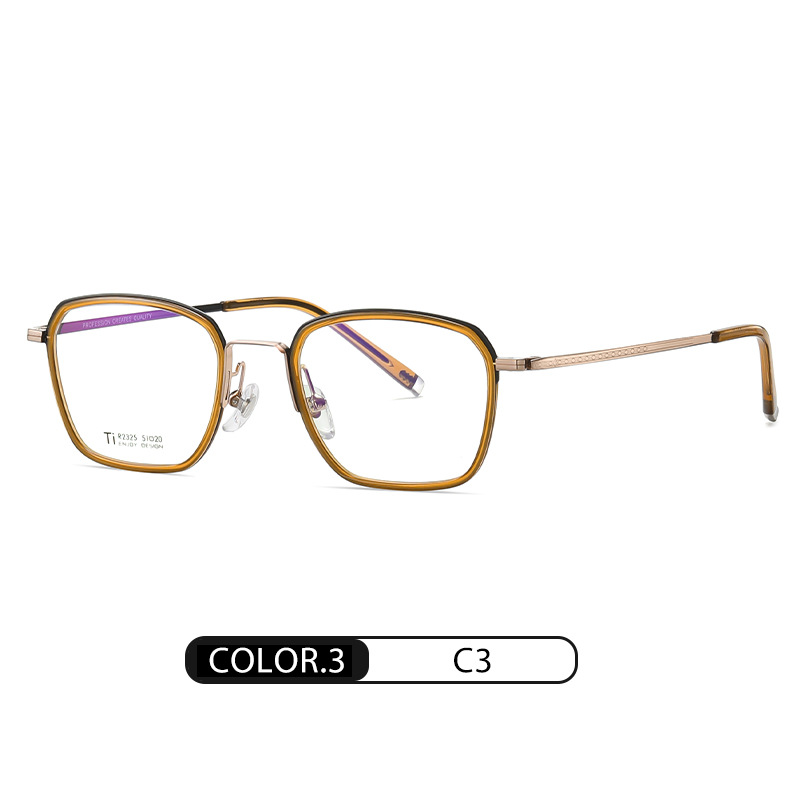 Nueva placa gafas lisas de moda de las mujeres gafas de miopía cuadrados marco hombres r2325 Kick-off diseño gafas de titanio puro marco