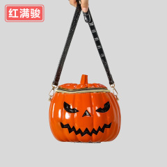 萬聖節南瓜頭單肩斜挎包女搞怪新奇特水桶包可愛小眾哥特風手提包