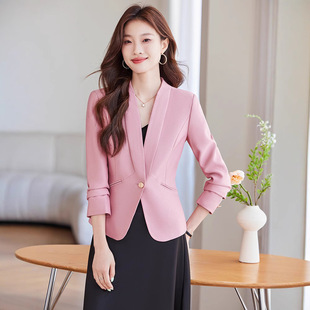 Pink Suit Coat Women's Spring and Autumn 2024 New Arrival Small All-match Slim-fit High-end Casual Suit Top