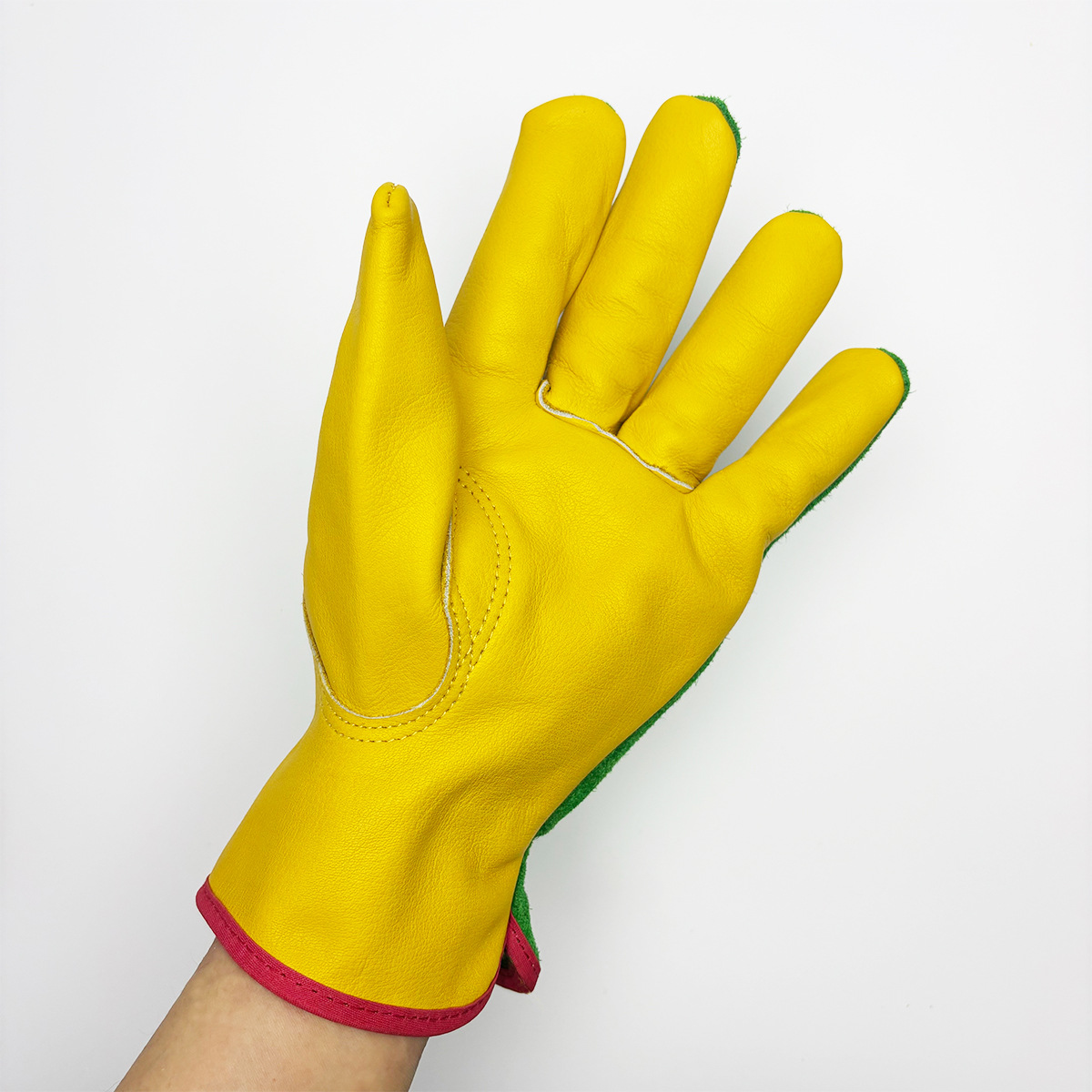 Guantes de trabajo de cuero de vaca guantes de protección de cuero de soldadura mecánica de jardín image 4