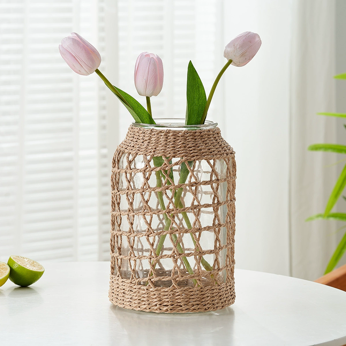 Новая чистая ручная плетеная сетка цветочная бутылка